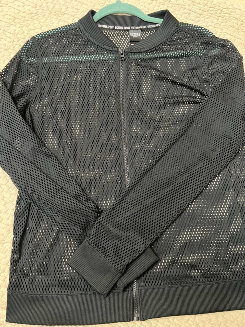 Victoria Sport Black Mesh Zip-Up Jacket sz M